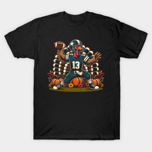 Quirky Thanksgiving Football Quarterback Turkey T-Shirt